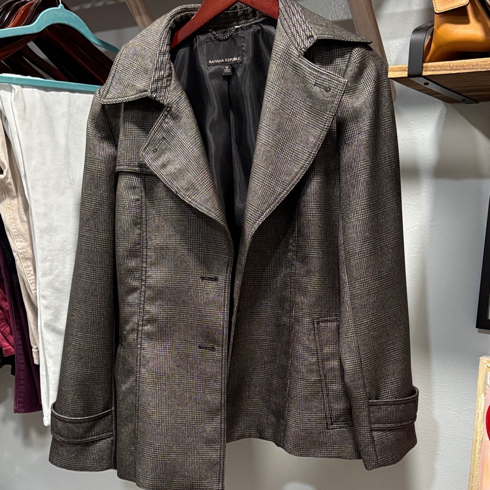 Banana Republic Women's Gray Plaid Blazer